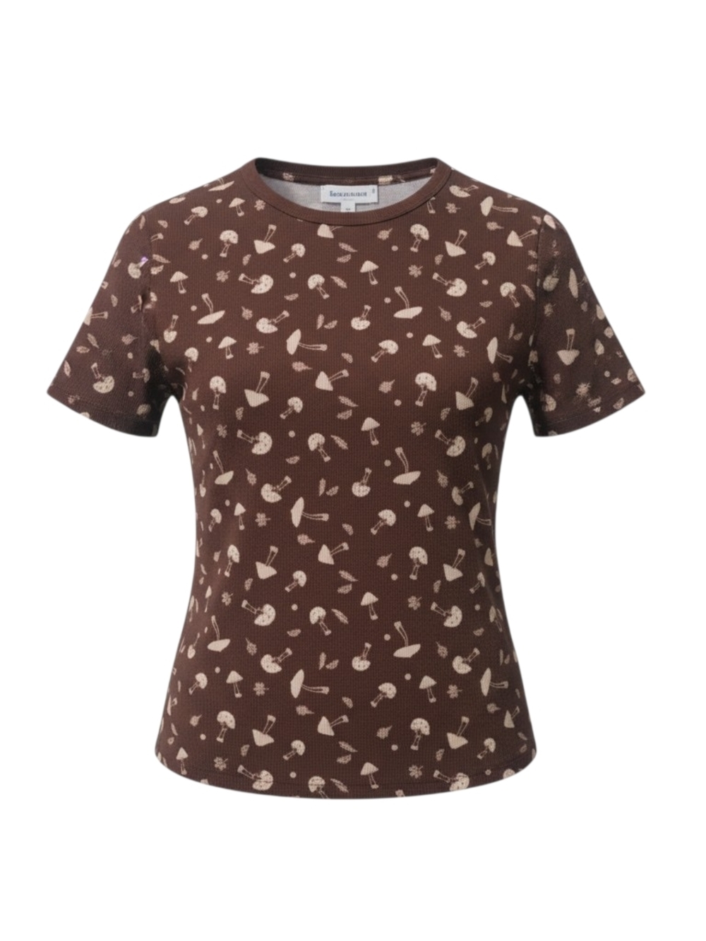 No Boundaries Brown Mushroom Ribbed Short Sleeve Tee Goblincore Boho Jr XXL/W SM